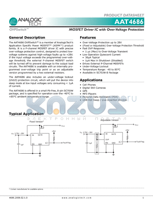 AAT4686 datasheet - MOSFET Driver IC with Over-Voltage Protection