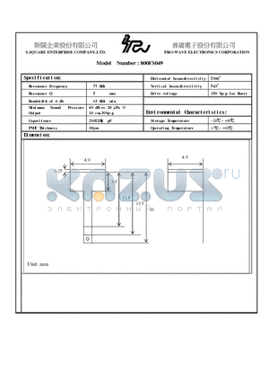 800FS049 datasheet - PRO-WAVE ELECTRONICS CORPORATION