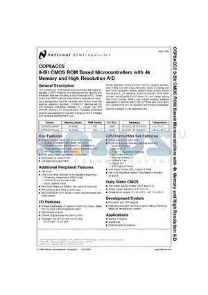 COP8ACC528N9 datasheet - 8-Bit CMOS ROM Based Microcontrollers with 4k Memory and High Resolution A/D