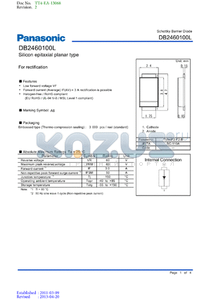 DB2460100L datasheet - Embossed type (Thermo-compression sealing) : 3 000 pcs / reel (standard)
