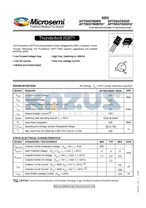 APT50GT60BR datasheet - Thunderbolt IGBT