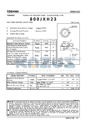800JXH23 datasheet - FAST RECOVERY DIODE (HIGH SPEED RECTIFIER APPLICATIONS)