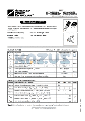 APT50GT60SRG datasheet - Thunderbolt IGBT