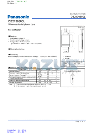 DB2130300L datasheet - Embossed type (Thermo-compression sealing) : 3 000 pcs / reel (standard)