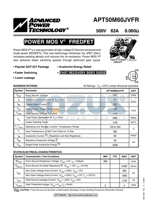 APT50M60JVFR datasheet - POWER MOS V FREDFET