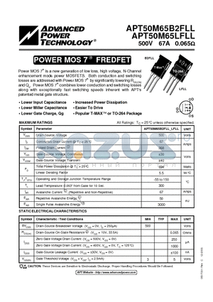 APT50M65B2FLL datasheet - POWER MOS 7 R FREDFET