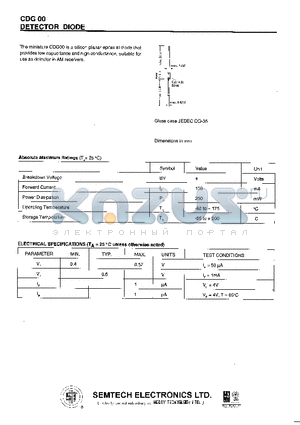 CDG00 datasheet - DETECTOR DIODE