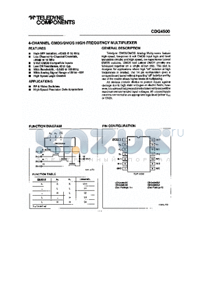 CDG4500 datasheet - 4-CHANNEL CMOS/DMOS HIGH-FREQUENCY MULTIPLEXER