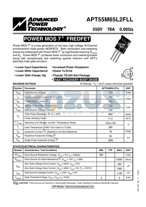 APT55M65L2FLL datasheet - POWER MOS 7 FREDFET