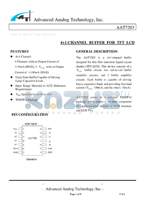 AAT7203-T5 datasheet - 41-CHANNEL BUFFER FOR TFT LCD