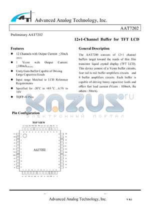 AAT7202 datasheet - 121-Channel Buffer for TFT LCD