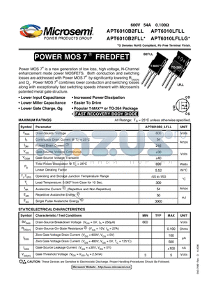 APT6010LFLLG datasheet - POWER MOS 7 FREDFET