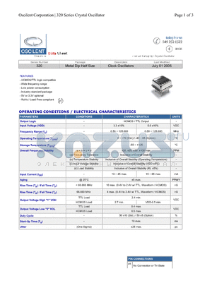 320-4.0M-3EN-TTS datasheet - Metal Dip Half Size Clock Oscillators