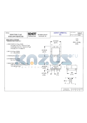 32017 datasheet - INDUCTOR, 9.3 mH POTS LOW PASS FILTER