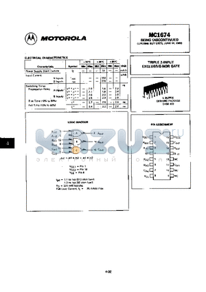 1674 datasheet - TRIPLE 2-INPUT EXCLUSIVE-NOR GATE