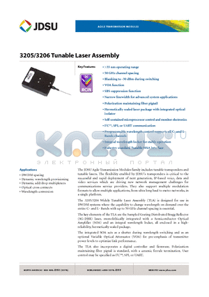 3205-02 datasheet - 3205/3206 Tunable Laser Assembly