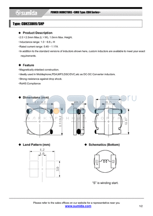 CDH23D09 datasheet - POWER INDUCTORS