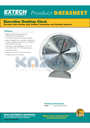 44539 datasheet - Executive Desktop Clock