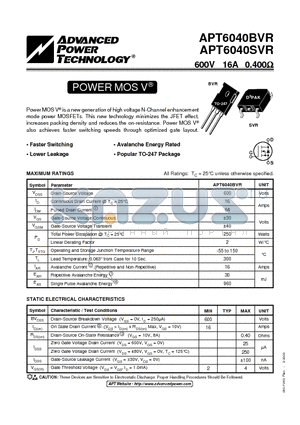 APT6040SVR datasheet - POWER MOS V