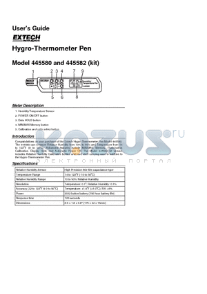 445582 datasheet - Hygro-Thermometer Pen
