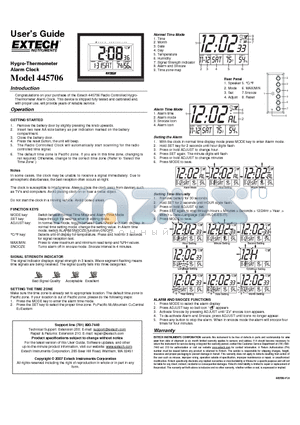 445706 datasheet - Hygro-Thermometer Alarm Clock