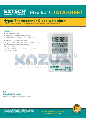 445712 datasheet - Triple display with Clock, Temperature, and Humidity with alarm setpoints