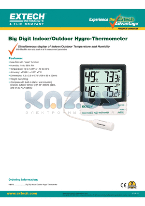 445713 datasheet - Big Digit Indoor/Outdoor Hygro-Thermometer