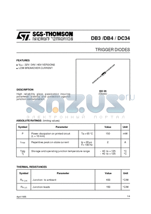 DB3 datasheet - TRIGGER DIODES