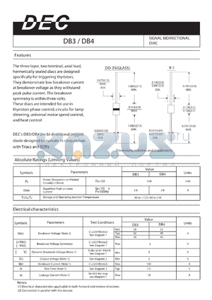 DB3 datasheet - SIGNAL BIDIRECTIONAL DIAC