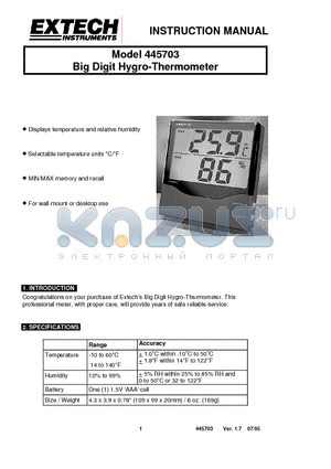 445703 datasheet - Big Digit Hygro-Thermometer