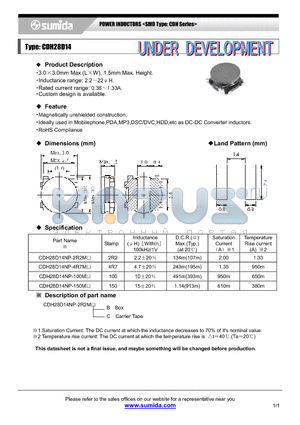 CDH28D14NP-100M datasheet - POWER INDUCTORS