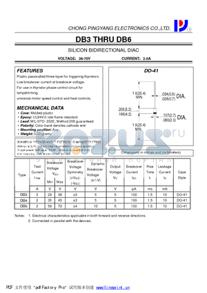 DB3 datasheet - SILICON BIDIRECTIONAL DIAC