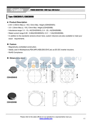 CDH2D09 datasheet - POWER INDUCTORS