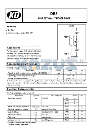 DB3 datasheet - BIDIRECTIONAL TRIGGER DIODE