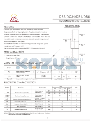 DB3 datasheet - SILICON BIDIRECTIONAL DIAC