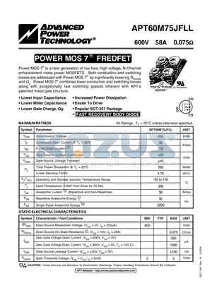 APT60M75JFLL datasheet - POWER MOS 7 R FREDFET