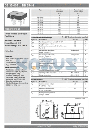 DB35-005_06 datasheet - Three-Phase Si-Bridge Rectifiers