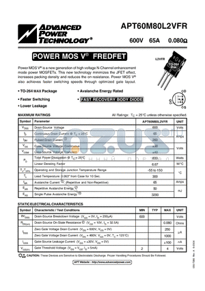 APT60M80L2VFR datasheet - POWER MOS V FREDFET