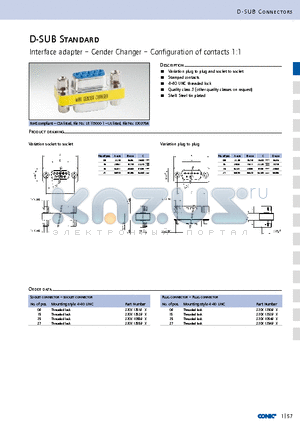 320X10549X datasheet - D-SUB Standard