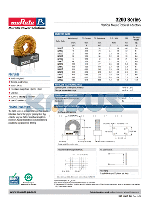 32100C datasheet - Vertical Mount Toroidal Inductors