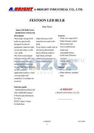 AB-0651Y0-12VD-CF-B datasheet - FESTOON LED BULB