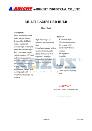 AB-065G30-12V0-B1G-0 datasheet - MULTI LAMPS LED BULB