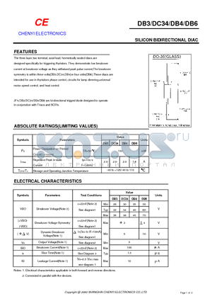 DB4 datasheet - SILICON BIDIRECTIONAL DIAC