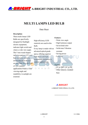 AB-065TR0-24V0-B1G-0 datasheet - MULTI LAMPS LED BULB