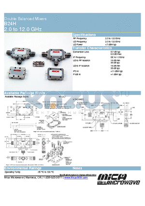 B24H datasheet - Double Balanced Mixers 2.0 to 12.0 GHz