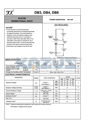 DB4 datasheet - SILICON BIDIRECTIONAL DIACS