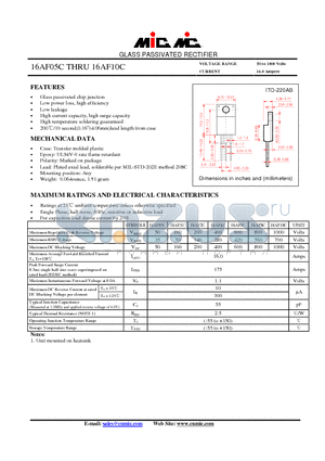 16AF10C datasheet - GLASS PASSIVATED RECTIFIER
