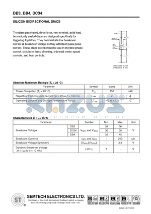 DB4 datasheet - SILICON BIDIRECTIONAL DIACS