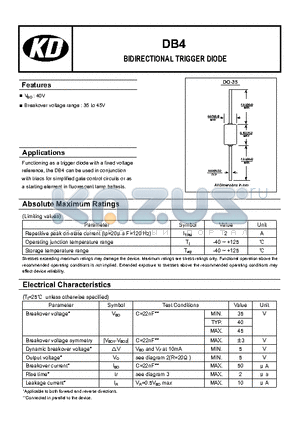 DB4 datasheet - BIDIRECTIONAL TRIGGER DIODE