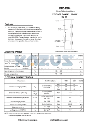 DB4 datasheet - Silicon Bidirectional Diacs